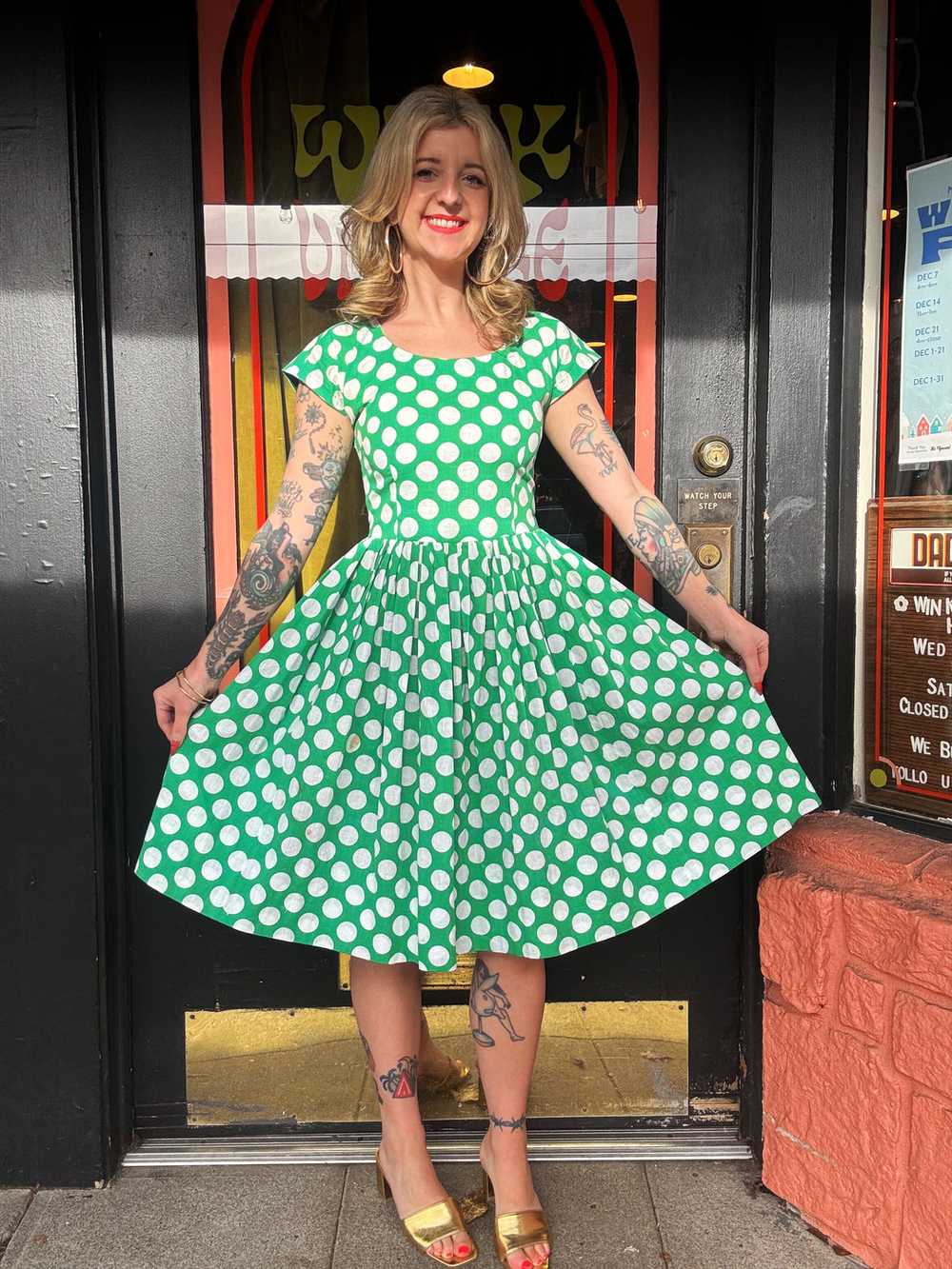 Vintage 50s/60s polka dot cotton dress - image 1