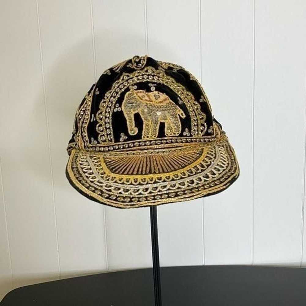 Vintage Unisex Elephant Hat Cap Beaded Sequins Em… - image 1