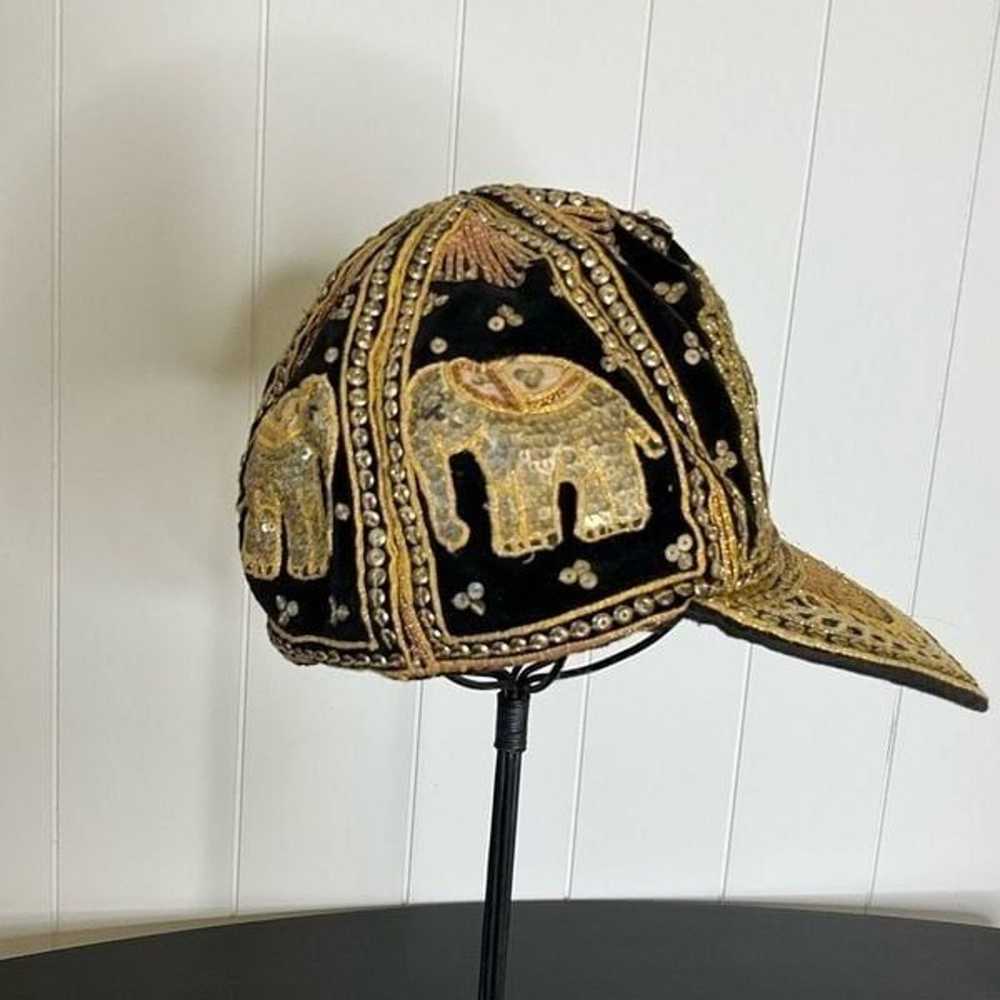 Vintage Unisex Elephant Hat Cap Beaded Sequins Em… - image 5