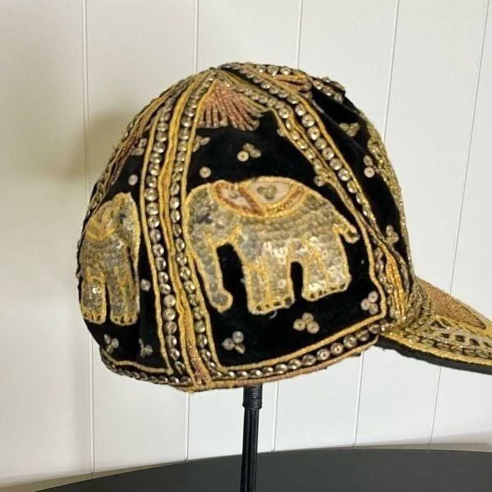 Vintage Unisex Elephant Hat Cap Beaded Sequins Em… - image 6