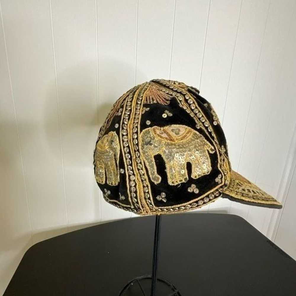 Vintage Unisex Elephant Hat Cap Beaded Sequins Em… - image 7