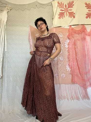 THRASHED 40’s LACE GOWN