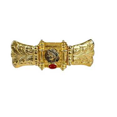 Vintage French Gold-Tone Roman Coin Hair Clip Barr