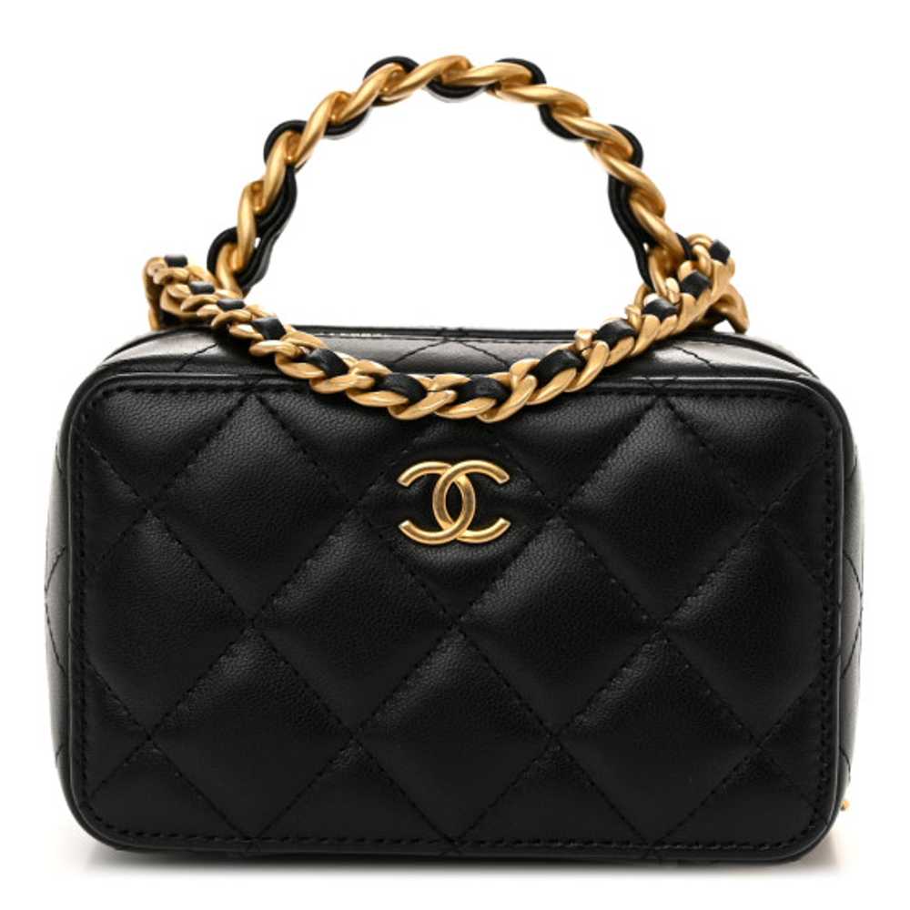 CHANEL Lambskin Quilted Top Handle Mini Vanity Ca… - image 1