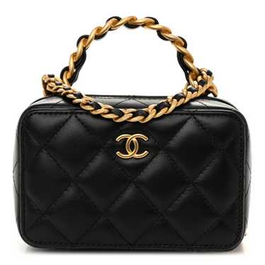 CHANEL Lambskin Quilted Top Handle Mini Vanity Ca… - image 1