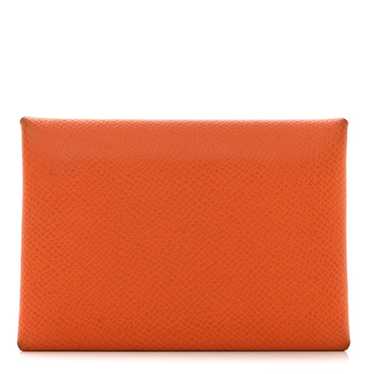 HERMES Epsom Verso Calvi Duo Card Case Orange Lime