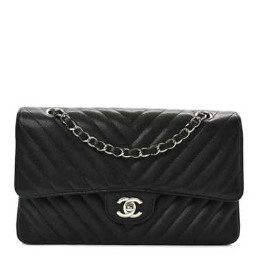 CHANEL Caviar Chevron Quilted Medium Double Flap B