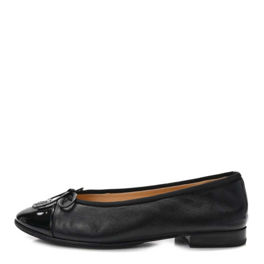 CHANEL Lambskin Patent CC Cap Toe Ballerina Flats… - image 1