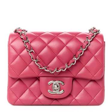 CHANEL Lambskin Quilted Mini Square Flap Pink