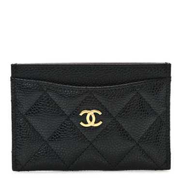 CHANEL Caviar Quilted Card Holder Black