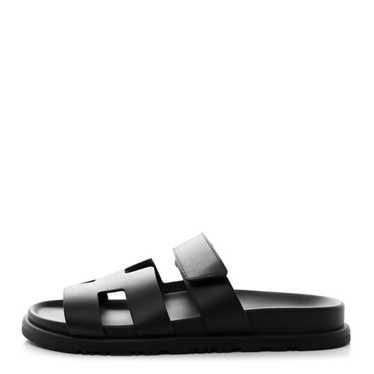 HERMES Calfskin Womens Chypre Sandals 37.5 Black - image 1