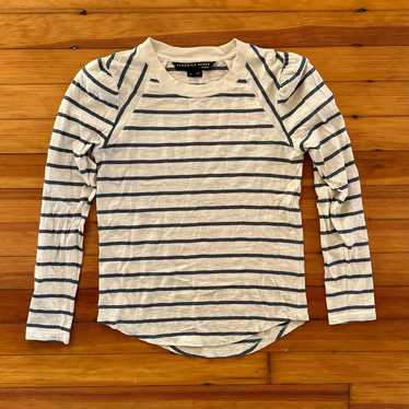 Veronica Beard Mason Striped Long Sleeve T-Shirt…