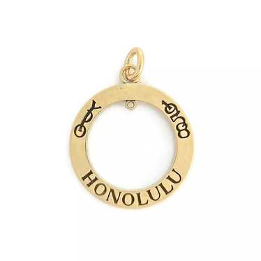 Honolulu Hawaii Circle Pendant Charm 10K Yellow G… - image 1