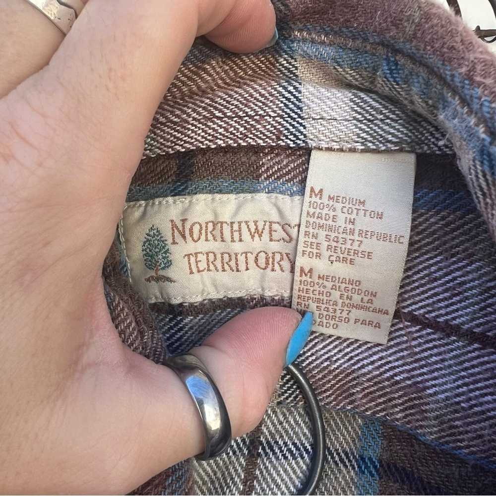 Vintage Northwest Territory Brown Plaid Flannel S… - image 2