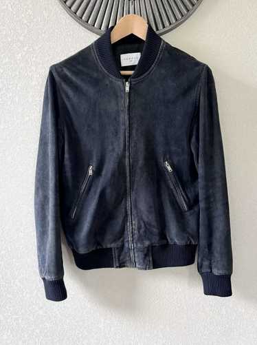 Sandro Sandro Paris Suede Bomber Navy Goat Leather