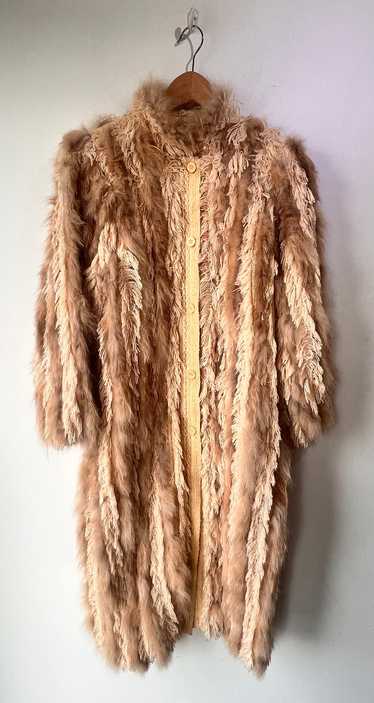 Zaharoff Cream + Tan Fur and Woven Yarn Stripe Coa