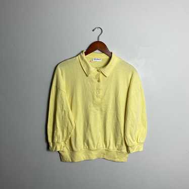 Vintage 80s vintage yellow, long sleeve polo shir… - image 1