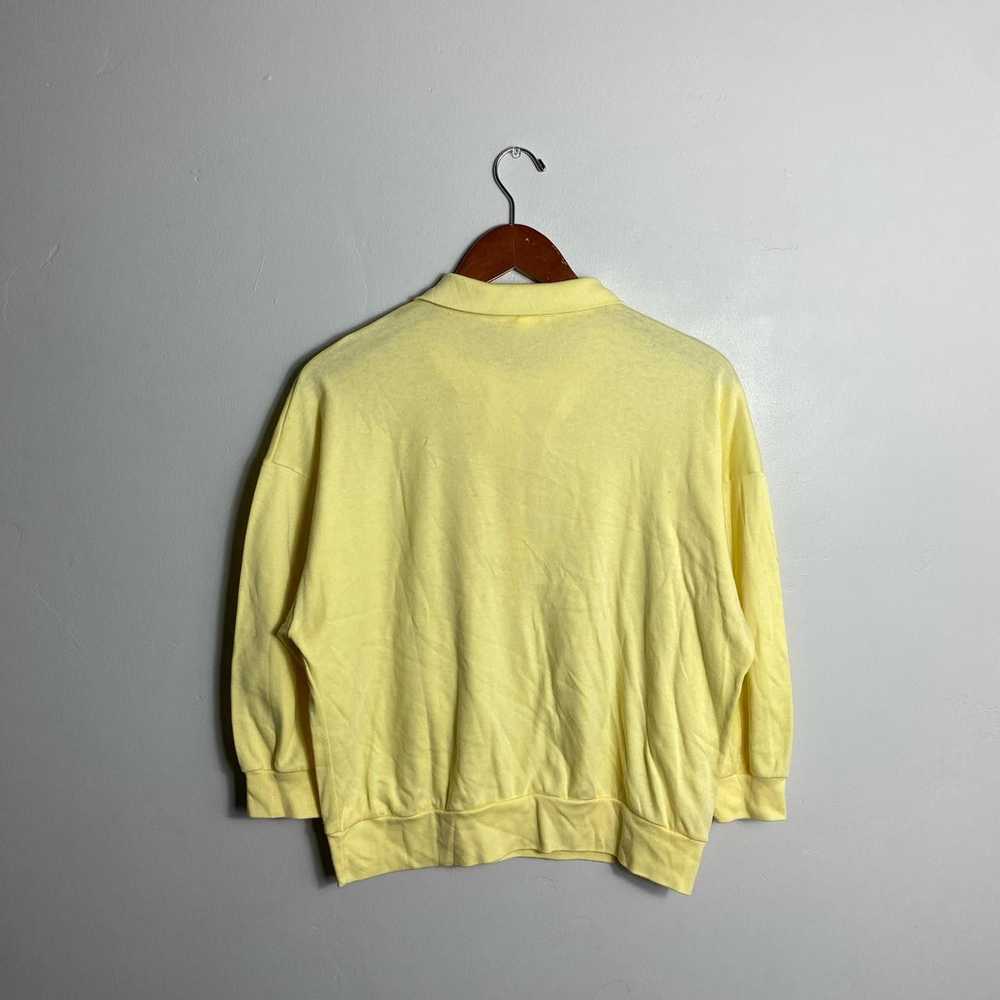 Vintage 80s vintage yellow, long sleeve polo shir… - image 2