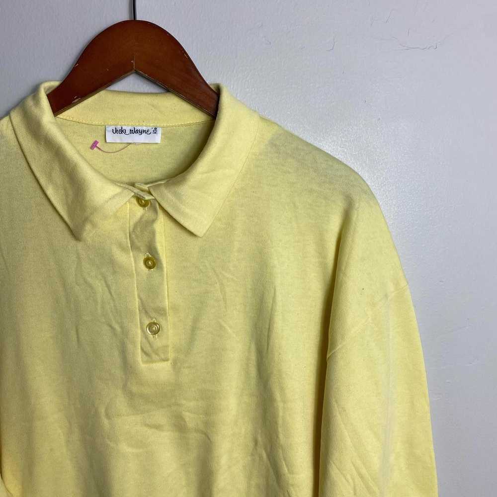 Vintage 80s vintage yellow, long sleeve polo shir… - image 3