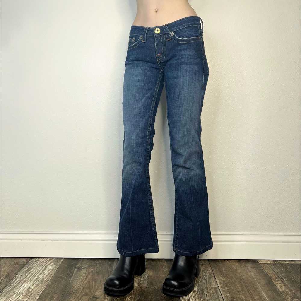 Bebe Y2K Bebe Low Rise Boot Cut Jeans Rhinestone … - image 3