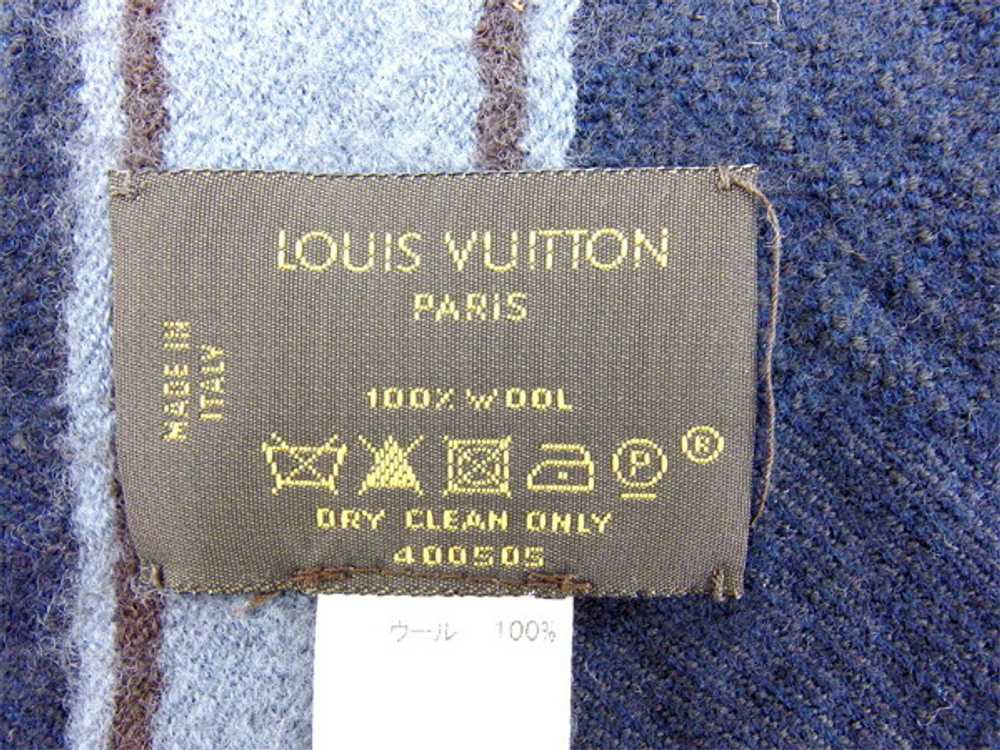 Louis Vuitton Scarf With Fringe Logo Line Navy Br… - image 6