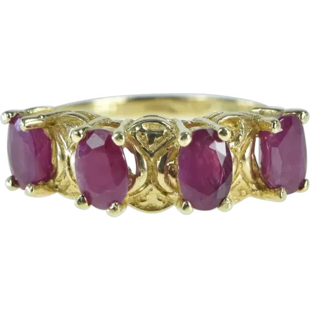 14K Vintage Oval Natural Ruby Statement Ring Size… - image 1