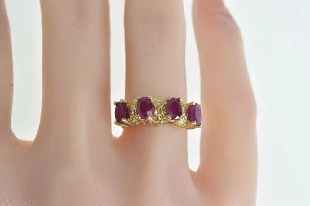 14K Vintage Oval Natural Ruby Statement Ring Size… - image 5