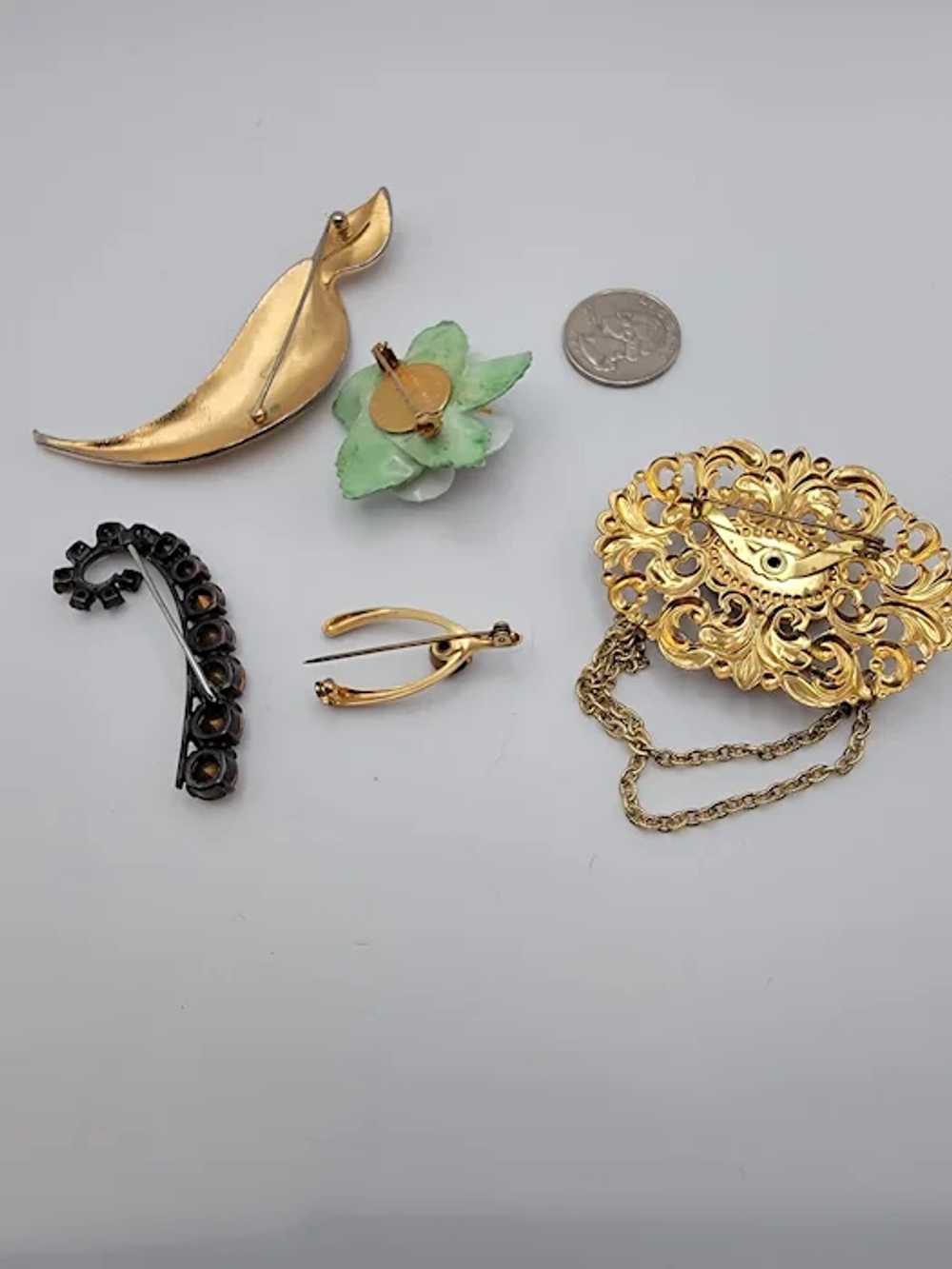 Lot of Five Vintage Brooches - image 2