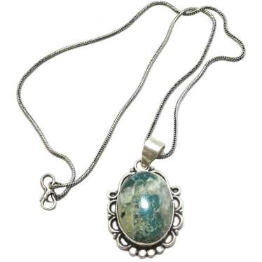 Vintage Sterling Silver Gemstone Pendant & Necklac