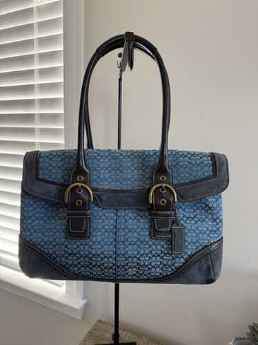 バッグ COACH soho signature Hand bag Blue Coach Soho Blue Hobo Shoulder Bag One Hand Strap Leather