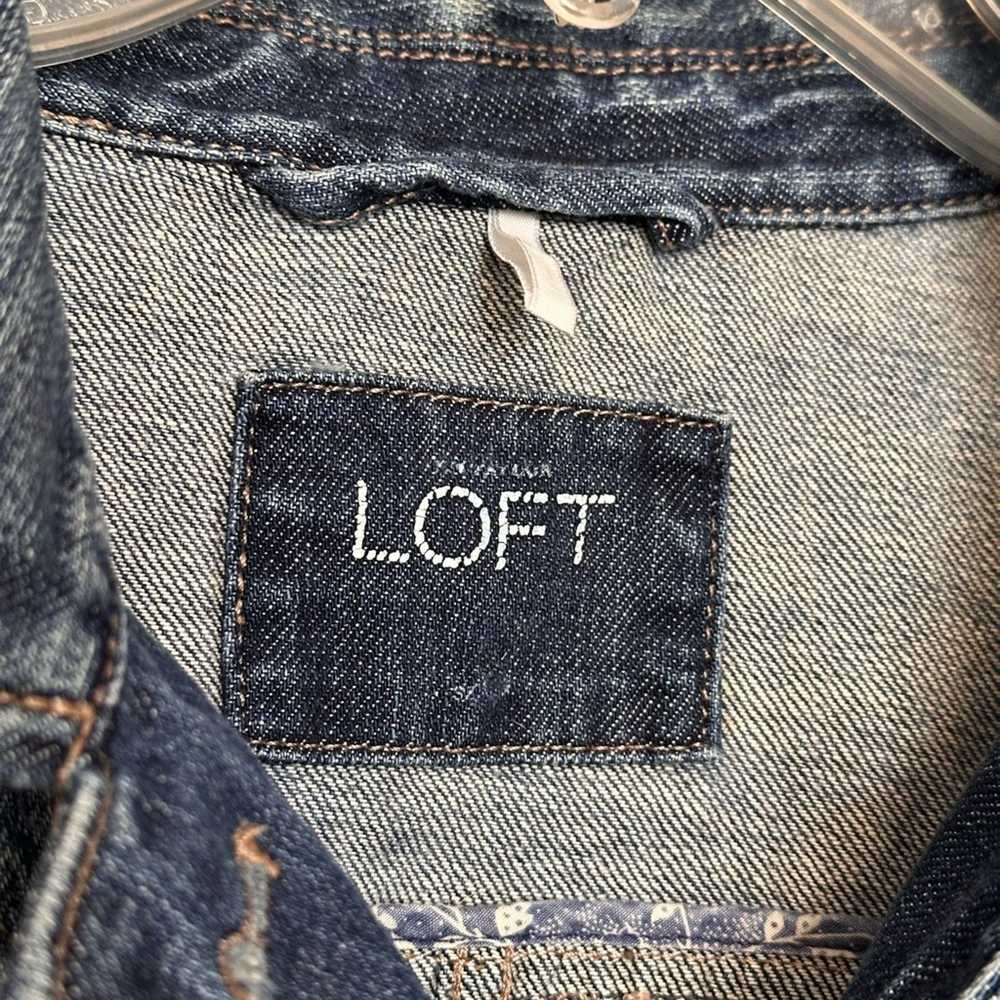 Loft Loft Classic Denim Trucker Jacket Indigo Wash - image 4