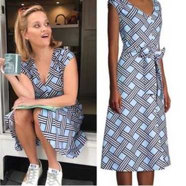 Draper James Linen Lattice Button Front Midi Dress - image 1