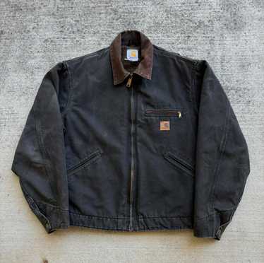 Vintage 90's newest Carhartt Sunfaded Black Blanket Lined Distressed Detroit Jacket