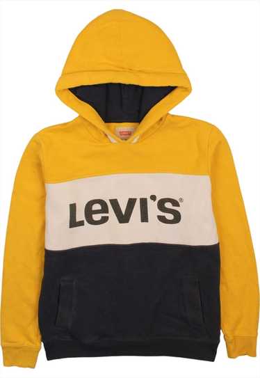 Vintage 90's Levi's Hoodie Spellout Pullover Navy… - image 1