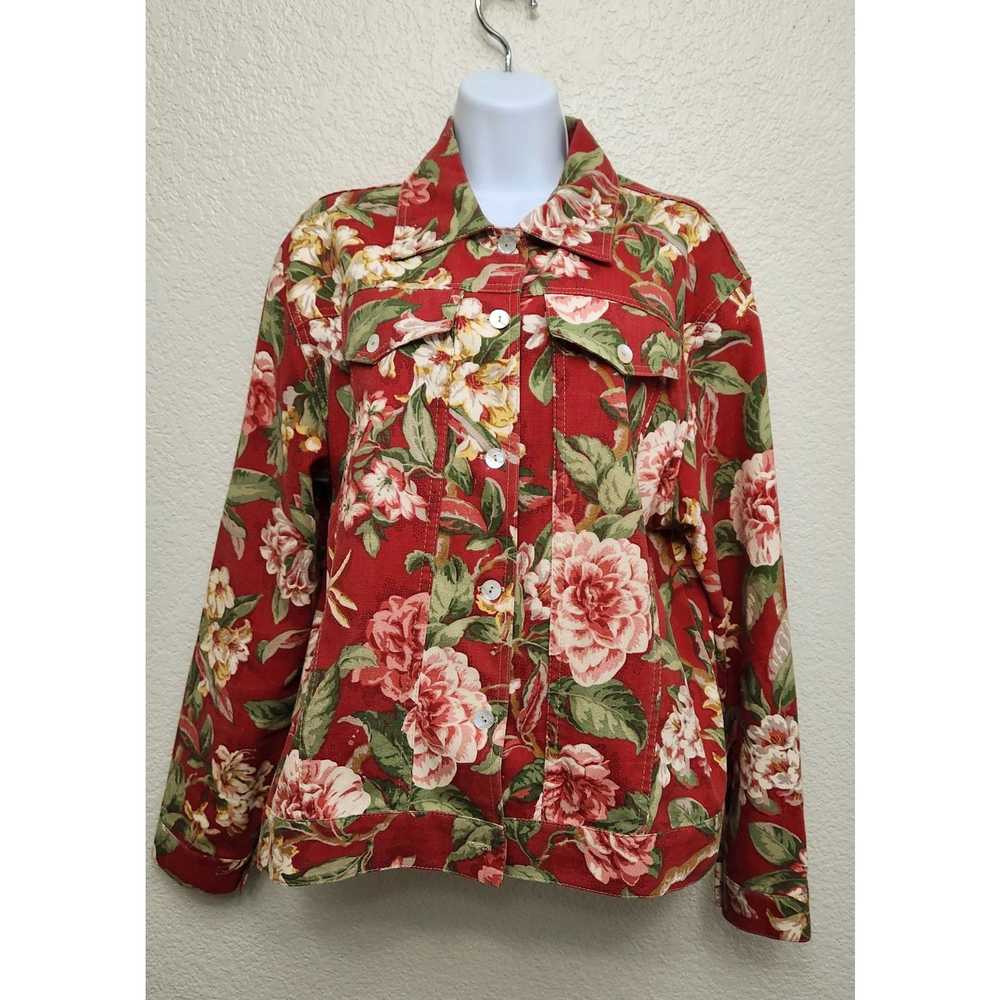 Norm Thompson Vintage Burnt Orange Floral Print B… - image 1