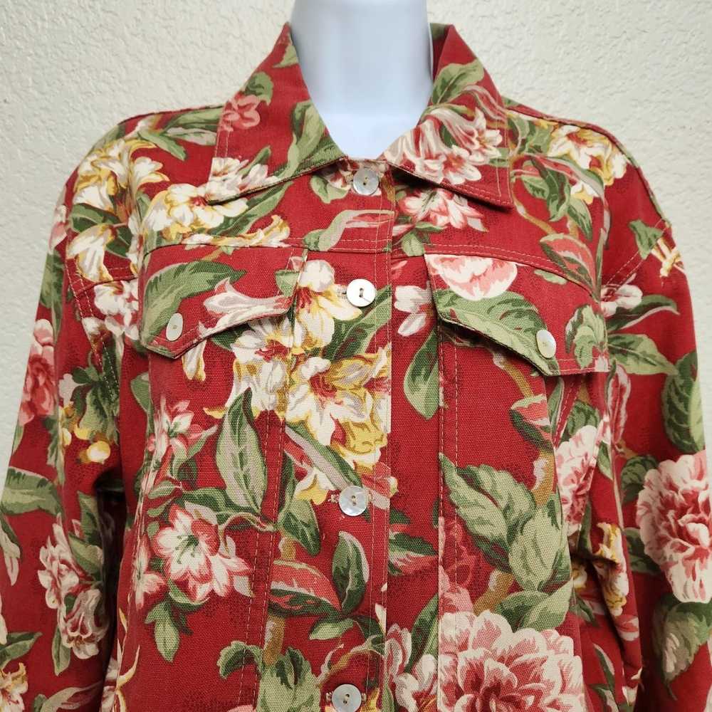 Norm Thompson Vintage Burnt Orange Floral Print B… - image 2