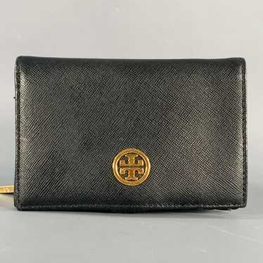 Tory Burch Black Gold Saffiano Leather Bifold Wall