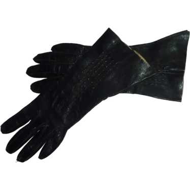 Vintage J.L. Hudson Long Black French Kid Leather Gloves New in Original Package Size 6 1/2 Soft top Buttery Kid Leather Unused