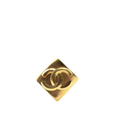 Gold Chanel Gold Plated CC Diamond Brooch