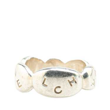 Silver Chanel Sterling Silver Logo Engraved Ring