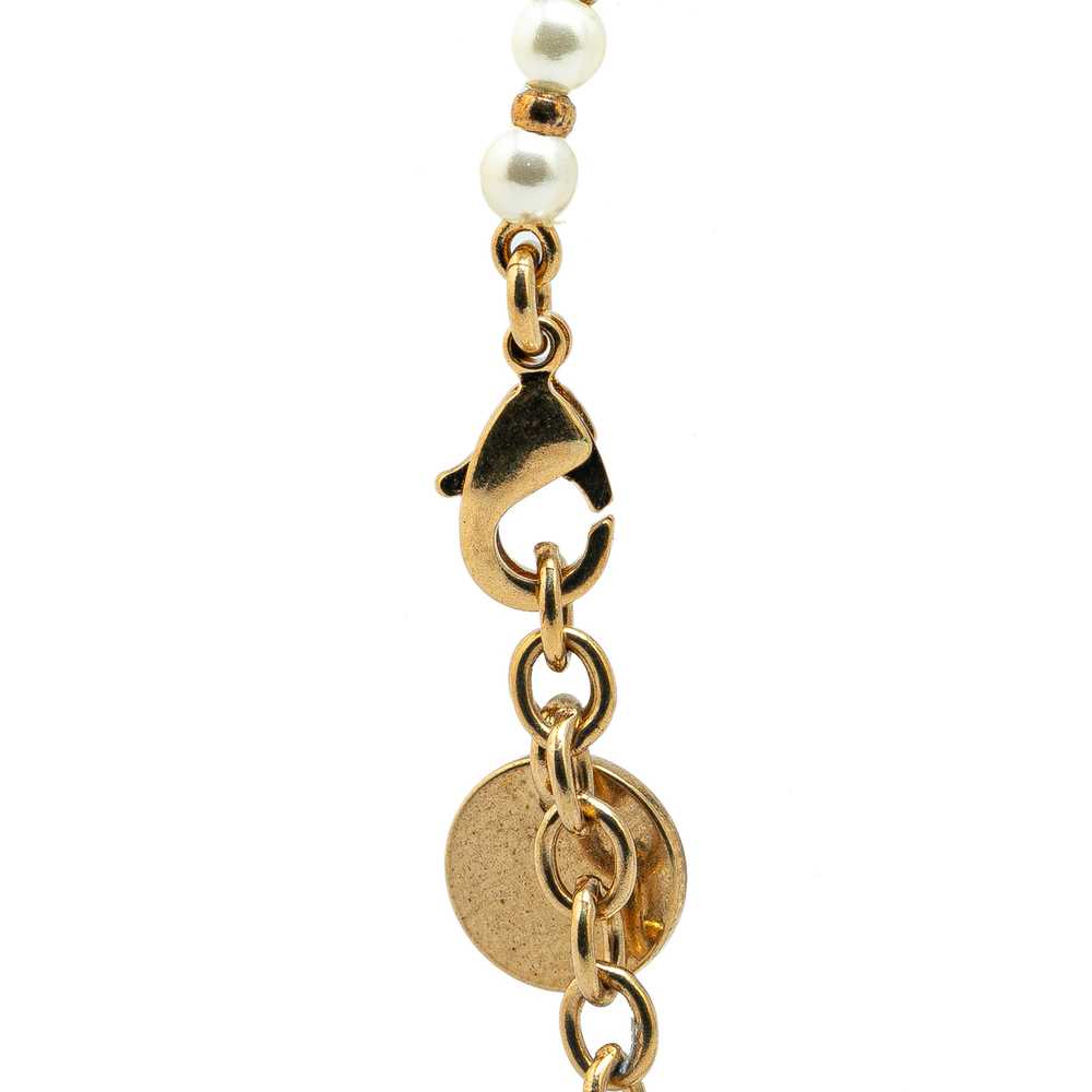 Gold Dior Gold Plated Faux Pearl CD Logo Charm Br… - image 4