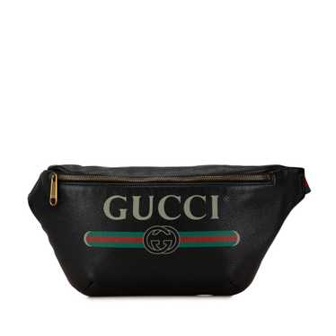 Black Gucci Leather Logo Belt Bag