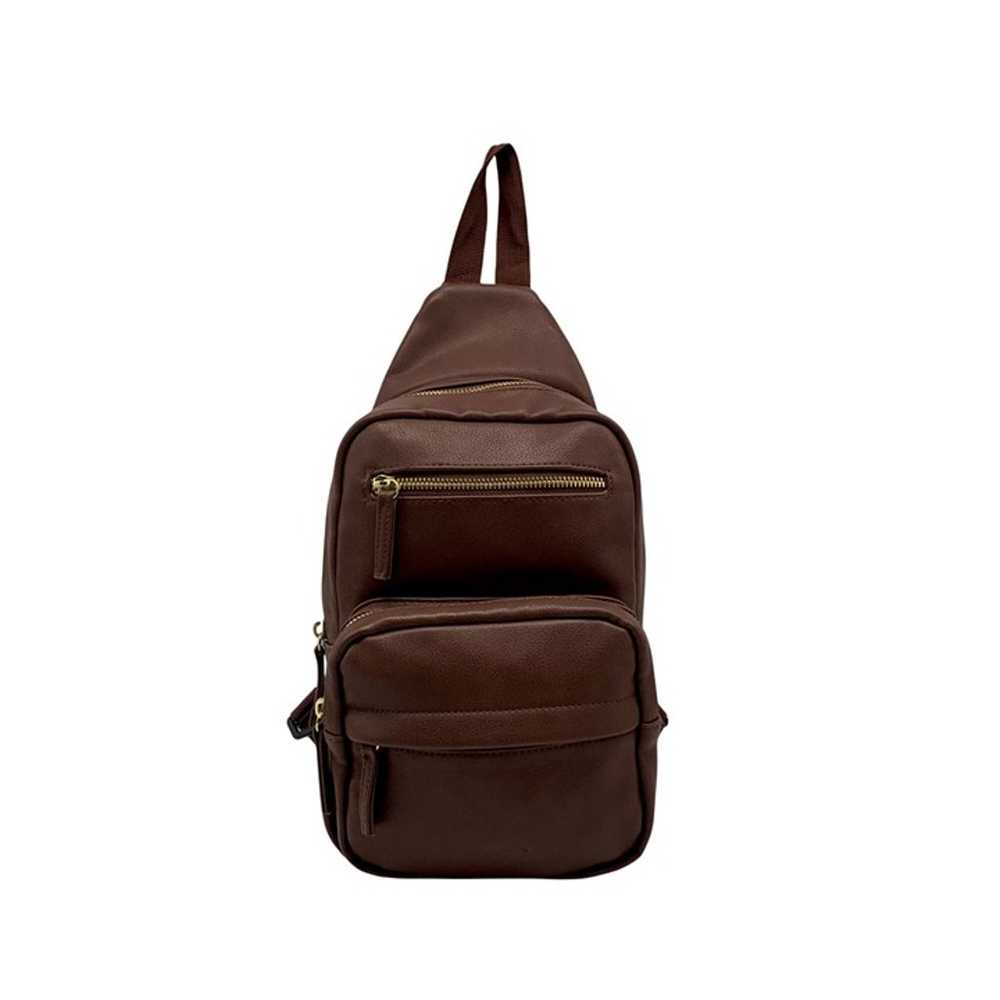 Unbranded Brown Multi Pocket Sling Backpack - image 1