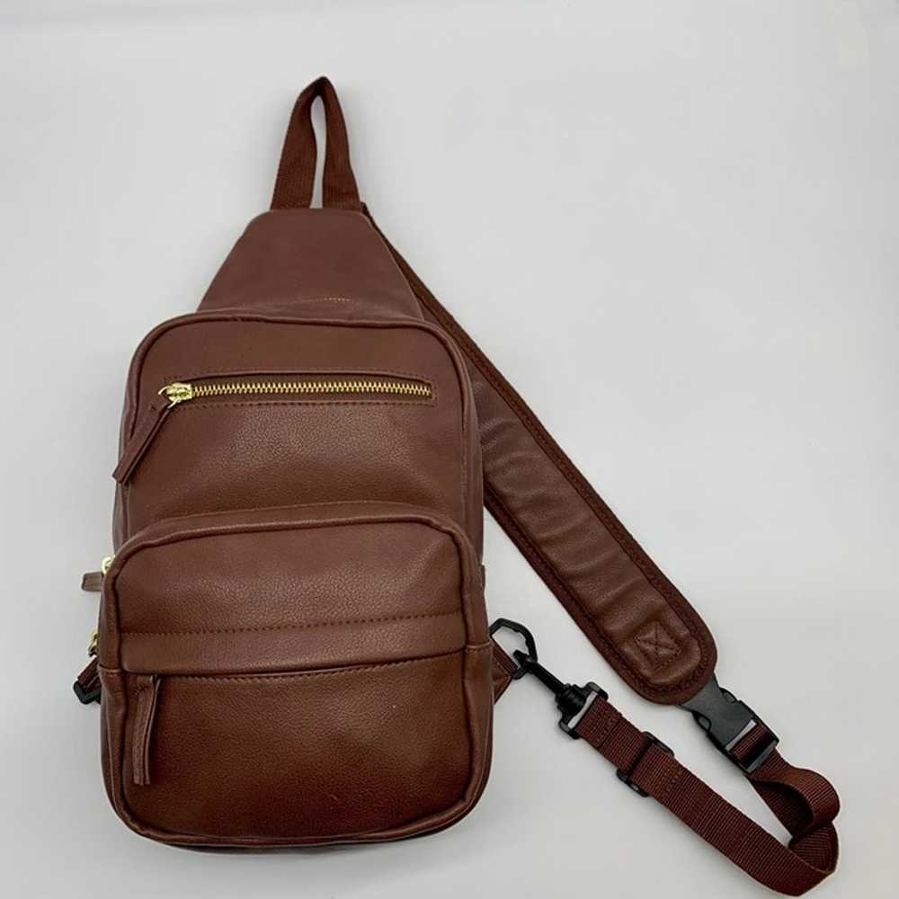 Unbranded Brown Multi Pocket Sling Backpack - image 2