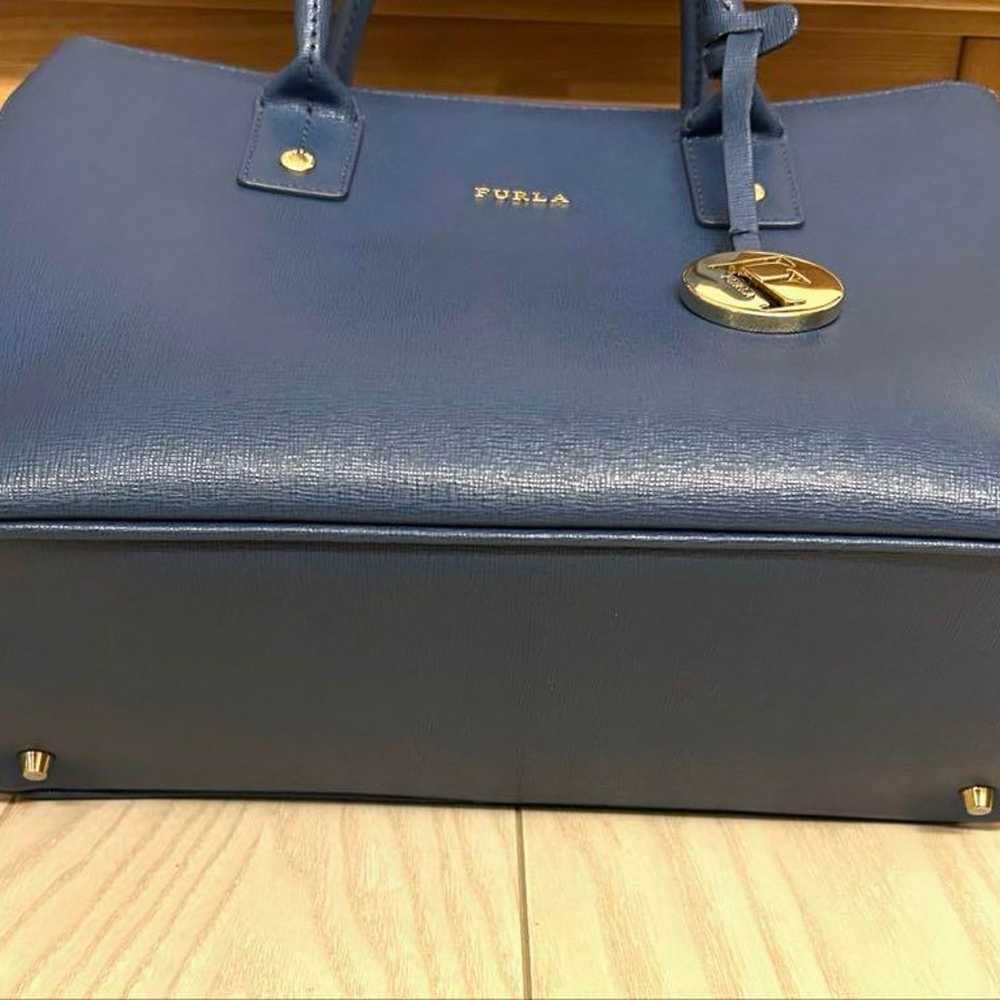 FURLA Tote Bag A4 Handbag Commuter Bag Blue Furla - image 2