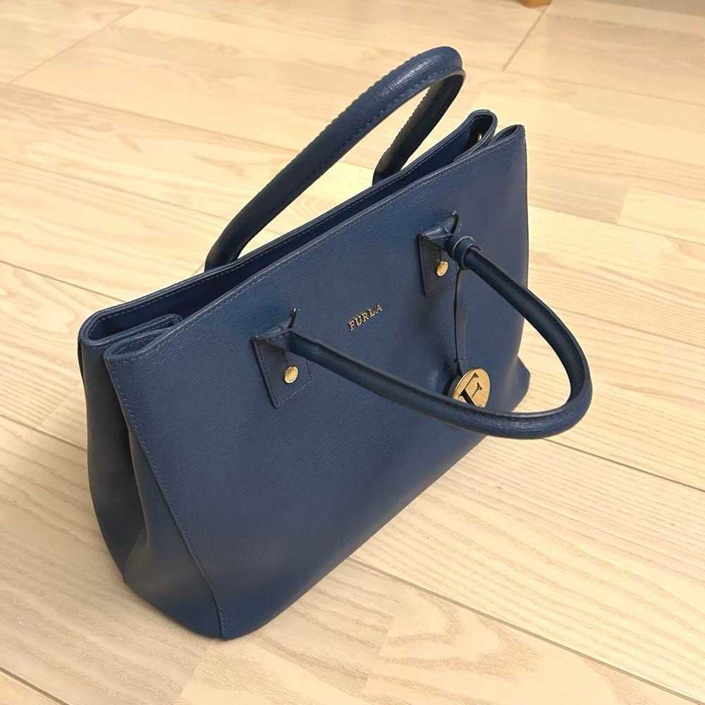 FURLA Tote Bag A4 Handbag Commuter Bag Blue Furla - image 4