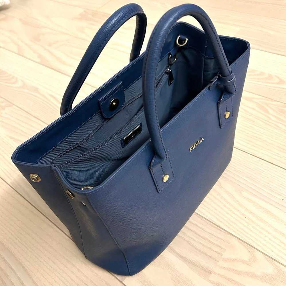 FURLA Tote Bag A4 Handbag Commuter Bag Blue Furla - image 8