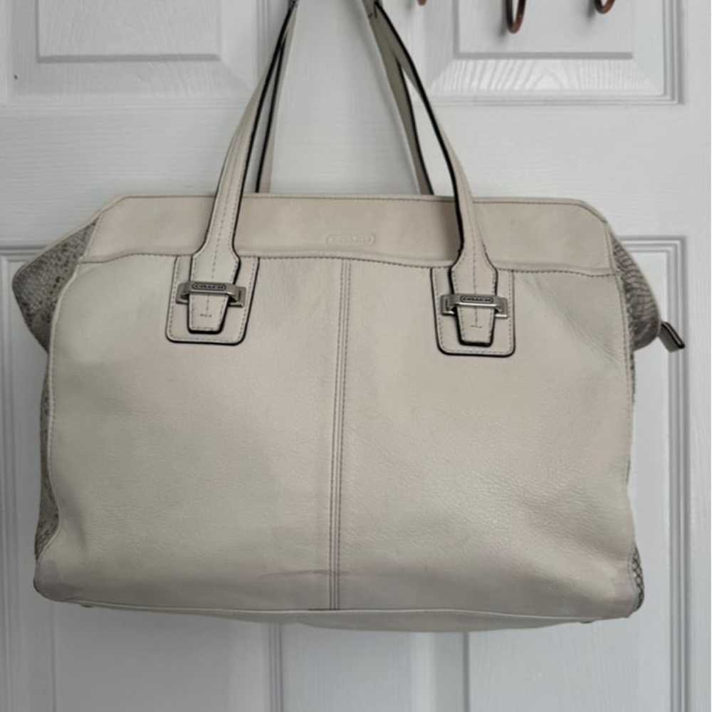 Coach White & Brown Leather Tote Bag with snakesk… - image 1