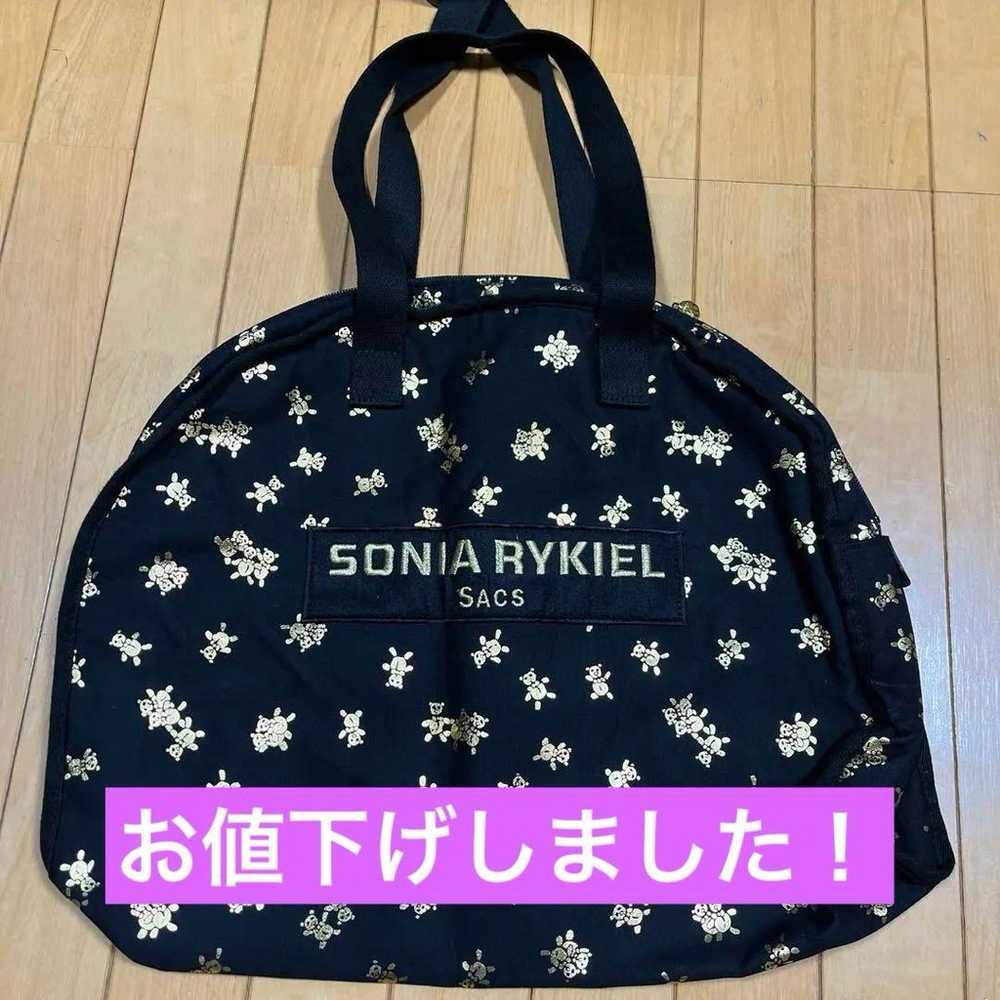 SONIA RYKIEL Tote Bag Black with Gold Bear Patter… - image 1