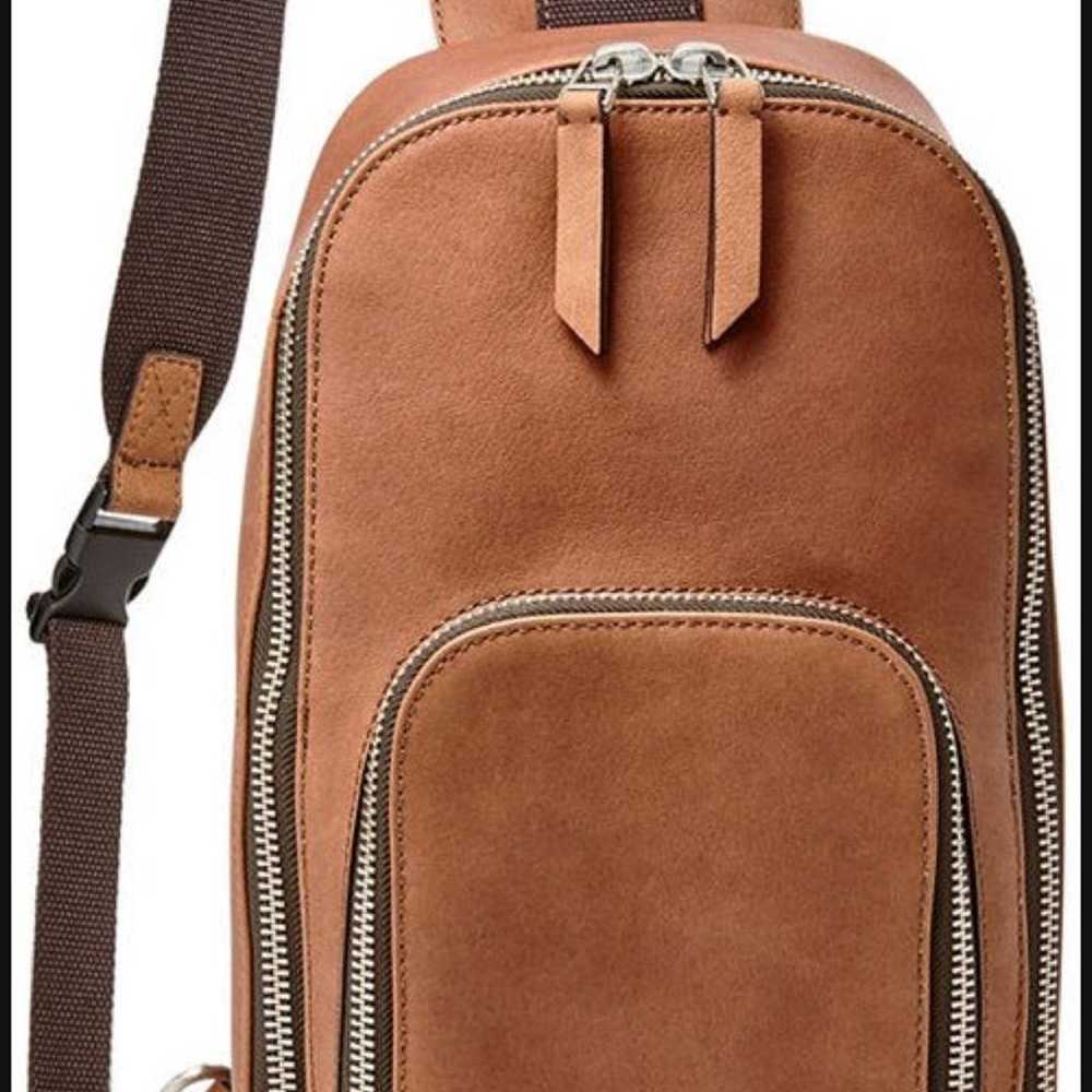 Fossil Crossbody Messenger backpack Bag Brown Lea… - image 1